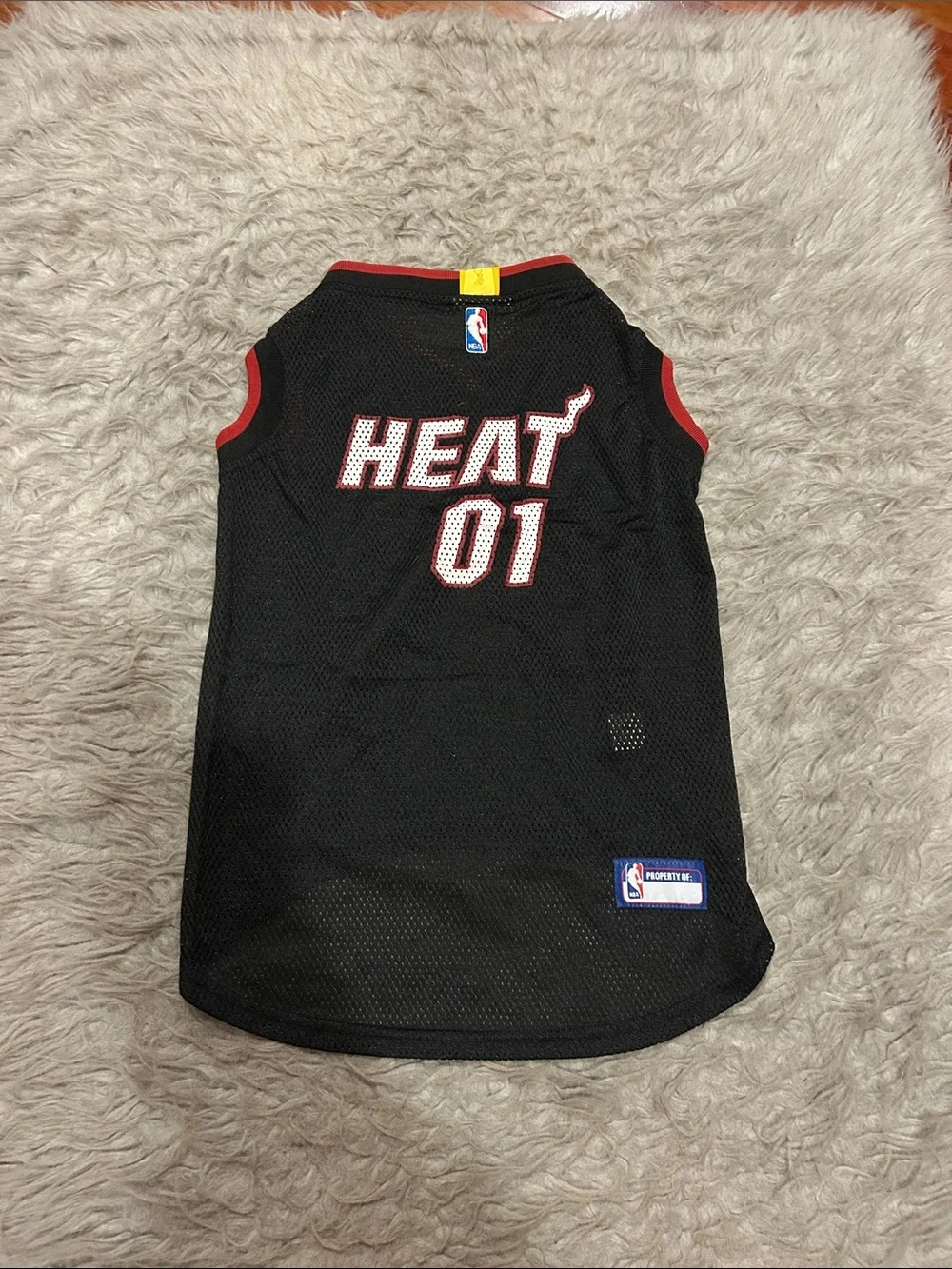 Pets First Black & Red Miami Heat Basketball Dog Jersey